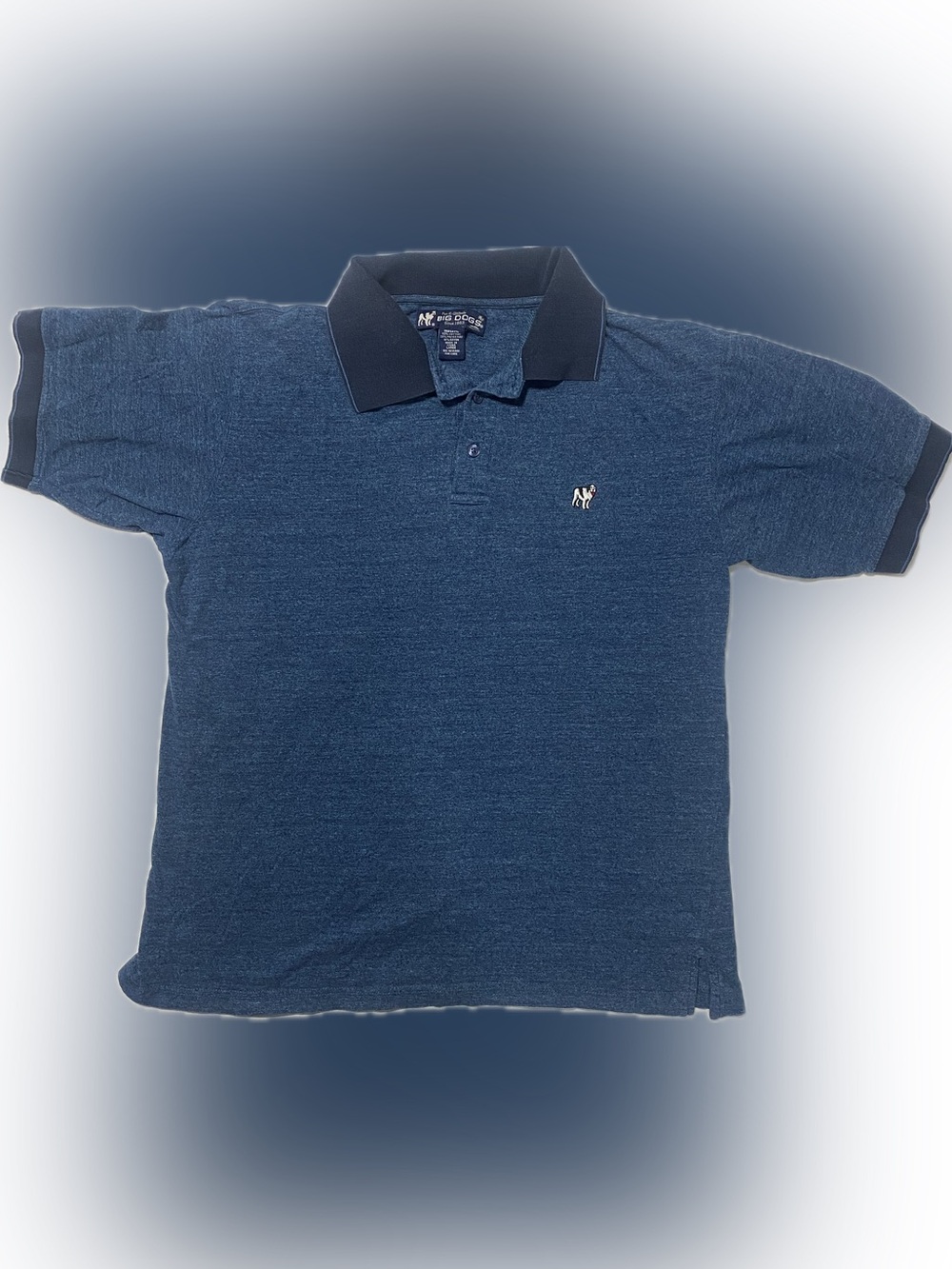Big Dogs Men's Navy Heather Polo with Dark Navy Collar